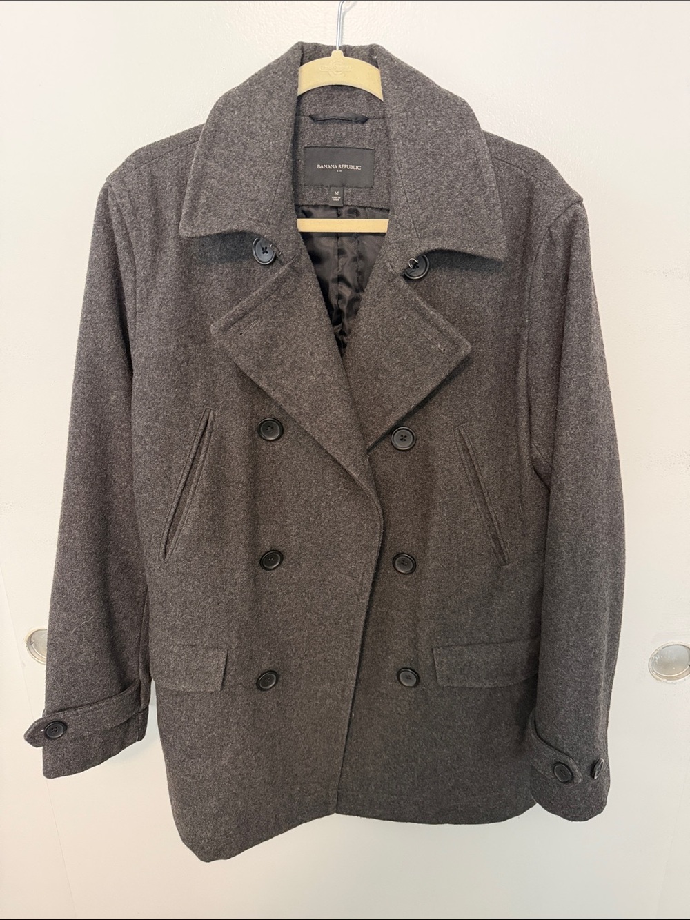 Banana Republic Men's-Style Dark Gray Wool Peacoat